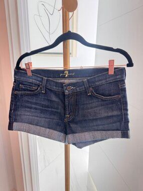 7 for all Mankind Blue Jean Mid-Rise Denim Shorts, size 28